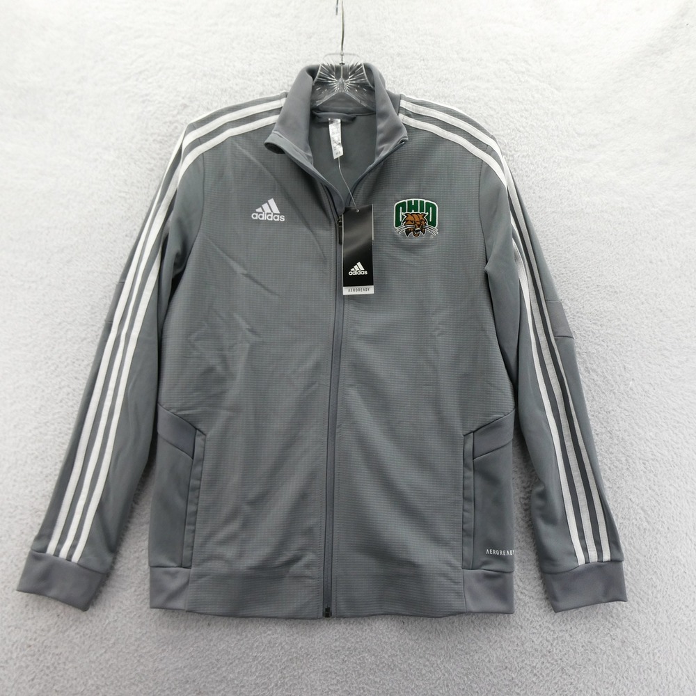 Adidas Track Jacket Women Medium Ohio University Bobcats Gray Full Zip AEROREADY